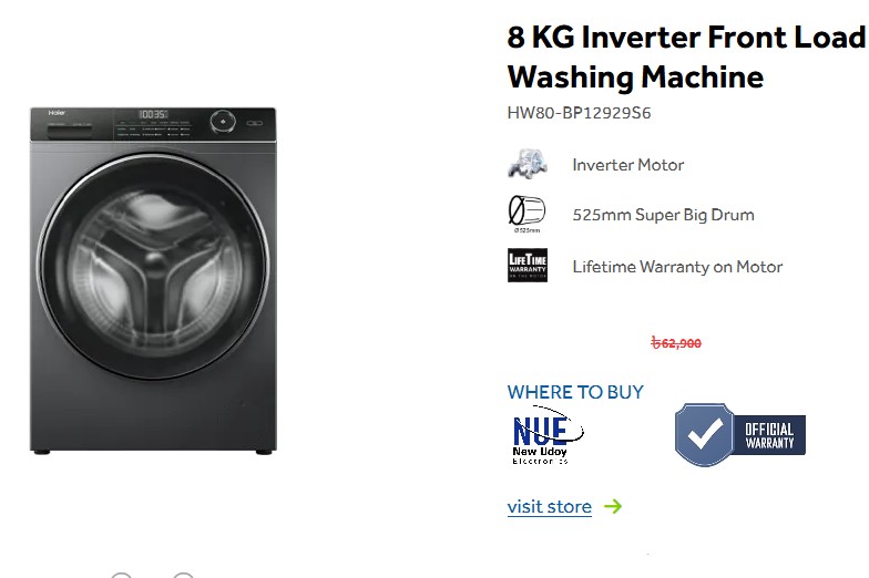 Haier 8 KG Front Loading Washing Machine (HW80-BP12929S6) Free Installation