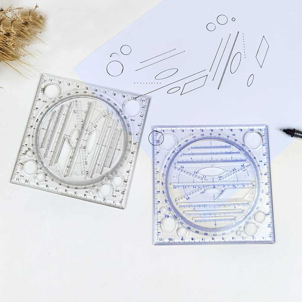 Multifunctional Universal Ruler Rotatable Drawing Template Art Design Geometry Ruler Drafting Measuring Tools Stationery Gifts. 