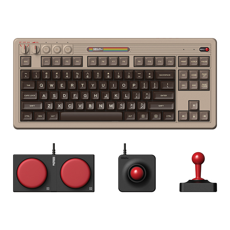 8BitDo Retro Mechanical Keyboard, BT/2.4G/USB-C Hot Swappable Gaming Keyboard with 87 Keys, Dual Super Programmable Buttons. 