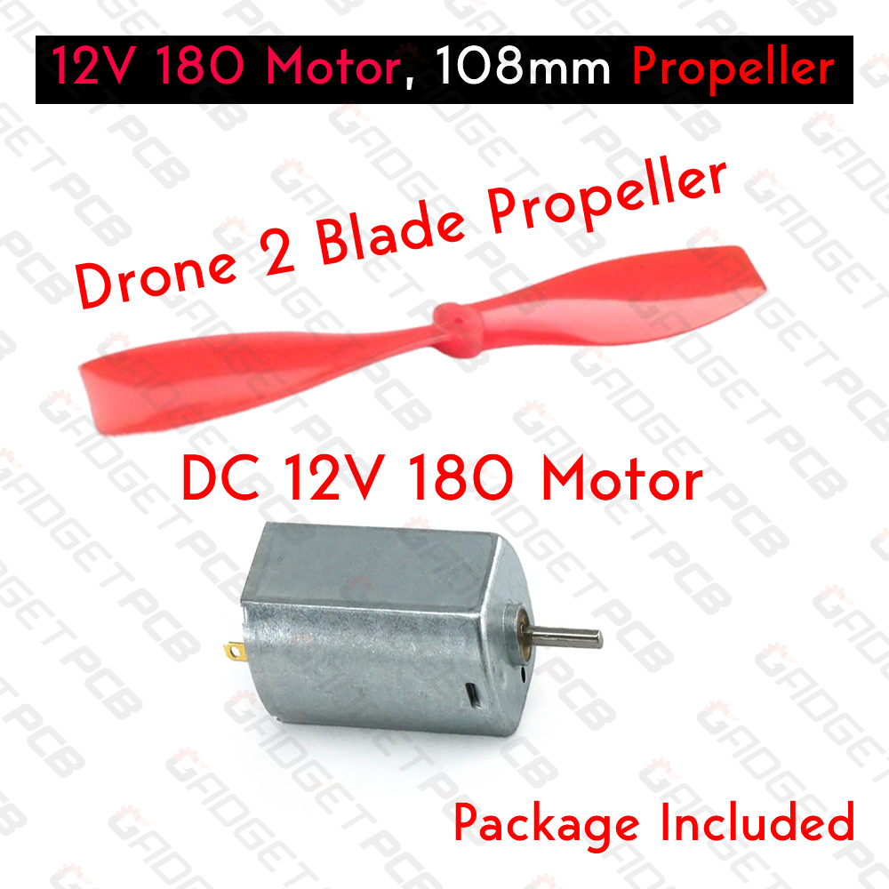 DC 12V 180 Motor Fan High Speed Fan 108mm Blade Propeller Prop Blade with Fan Set Combo 2 Blade Fan