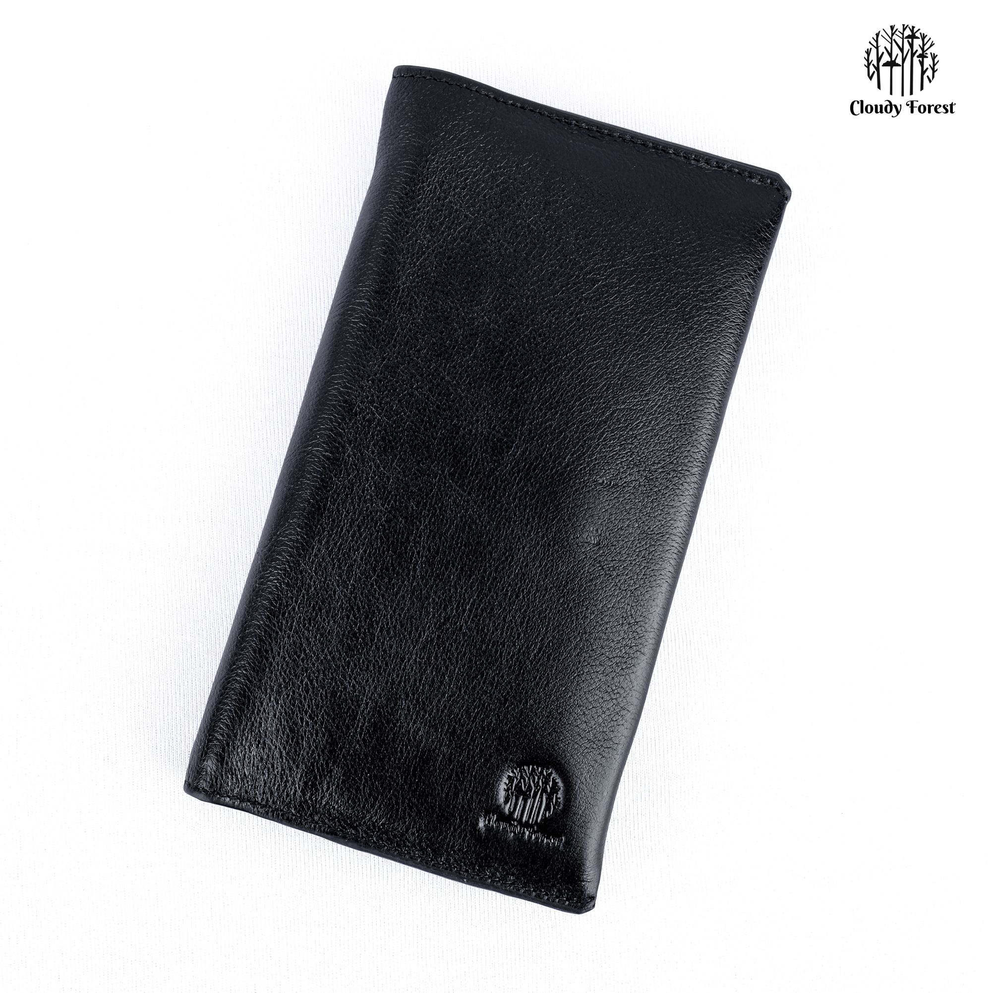 Cloudy Forest Long Bifold Checkbook Wallet Money Bag Soft Leather Black Western Men's Wallet RFID Blocking Wallet For Men - wallet for men. 