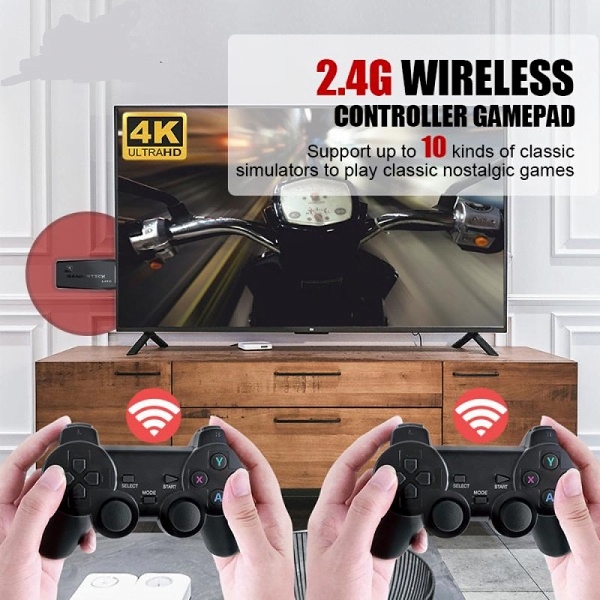 M8 Gamestick 2.4G 4K 20000+ Video Game Stick with 2 Wireless Gamepad. 