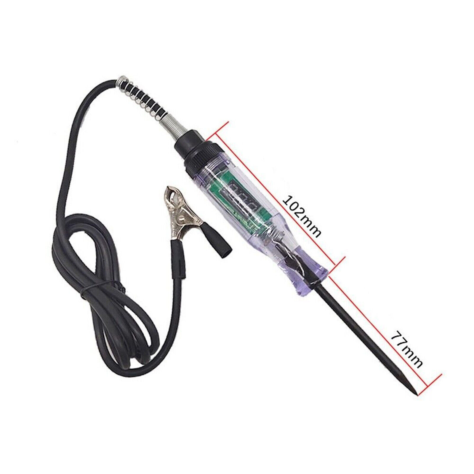 Qiunery Car Voltage Test Pen, 6V/12V/24V Auto Electric Tester With Steel Probe, Clip, Fault Testing Tool, 6.8" Pen Length Voltage Continuity Test For Most Cars. 
