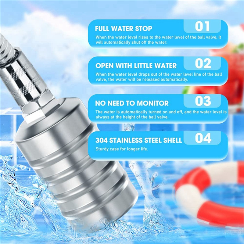 Automatic Water Level Control Float Valve Auto Shut Off Ball 1/2Inch. 