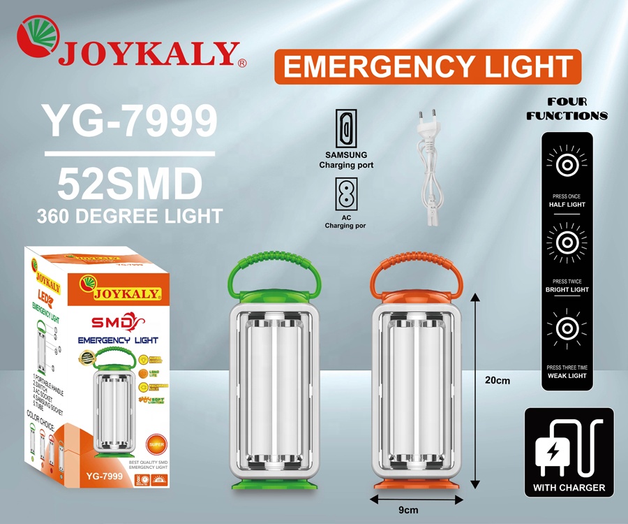 JOYKALY YG-7999 Rechargeable High Power 4 Bulbs 3 Modes Portable Emergency LED Lamp. 