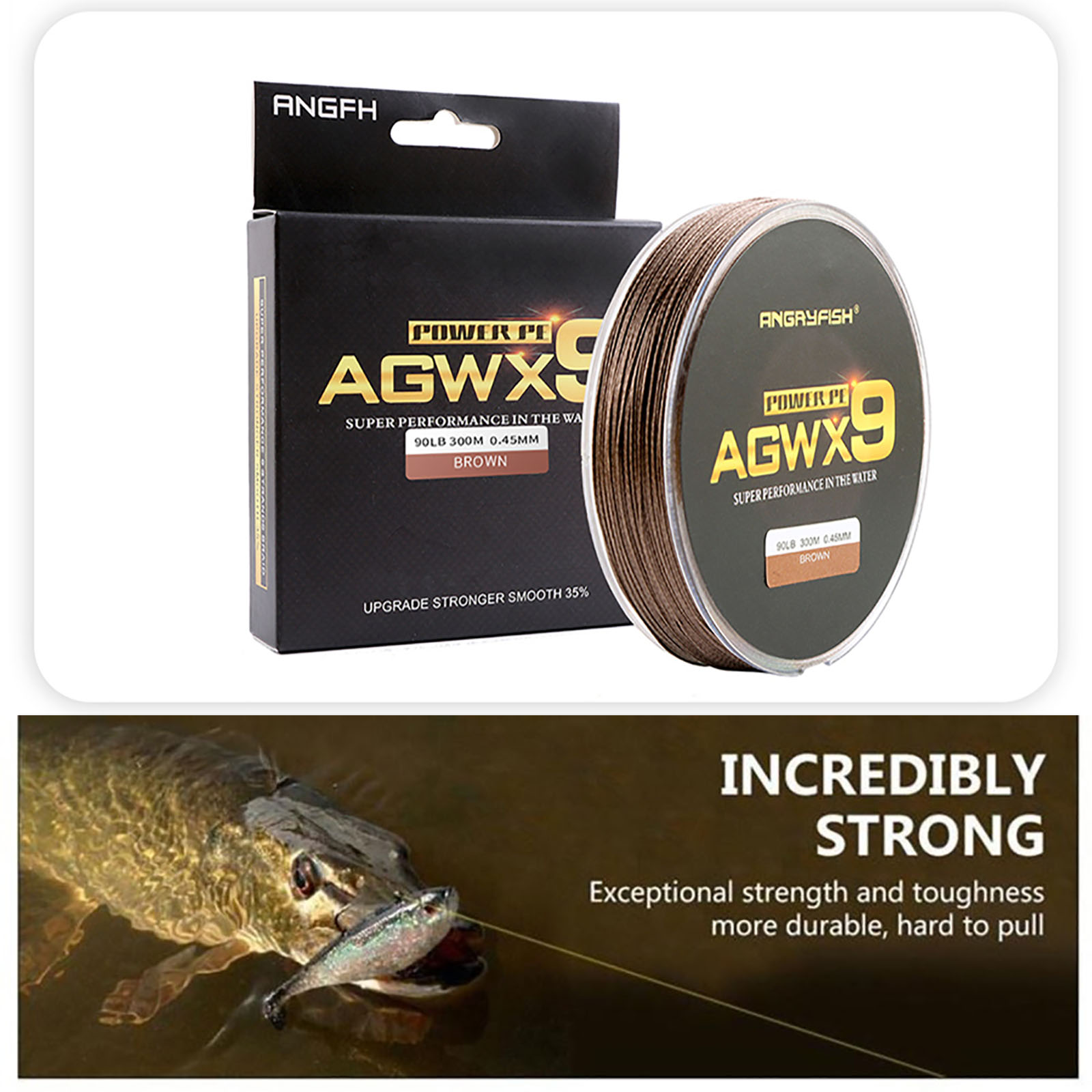  ANGRYFISH AGWX9 Braided Fishing Line-Strong Knot