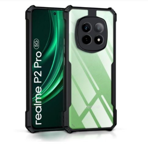 SPAZY CASE® 𝐑𝐞𝐚𝐥𝐦𝐞 𝐏𝟐 𝐏𝐫𝐨 𝟓𝐆 Back Cover | Transparent Crystal Clear Hard PC Back Case with TPU Bumper, Drop Protection Case Cover for Realme P2 Pro 5G RealmeP2Pro5g. 