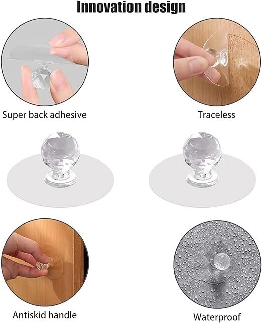 Diamond Hooks Self Adhesive Drawer Hook Pull Push Hook Drawer Cabinet Hook. 
