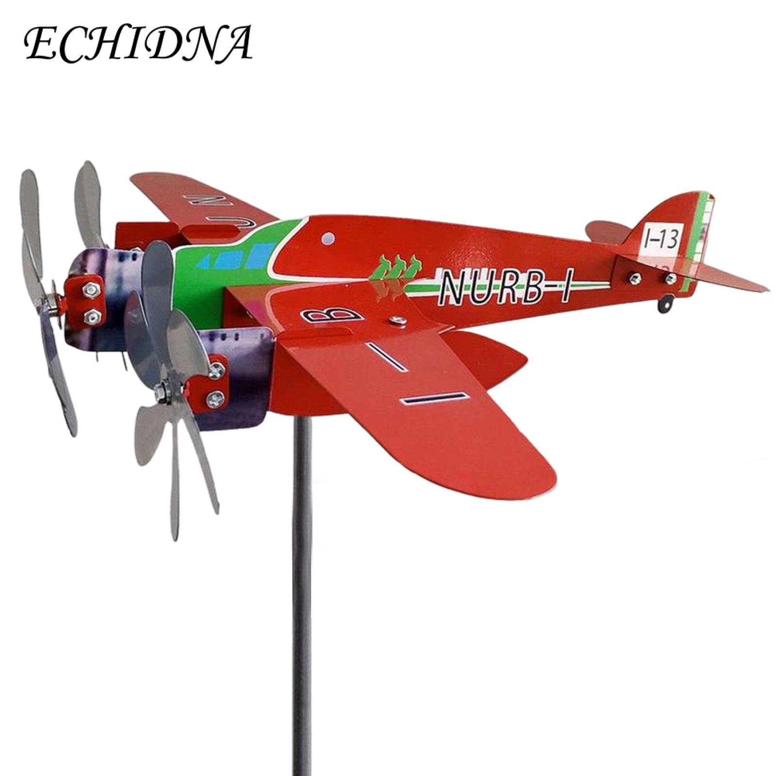 ECHIDNA Airplane Wind Spinner Wind Powered Outdoor Classic Airplane Metal Windmill