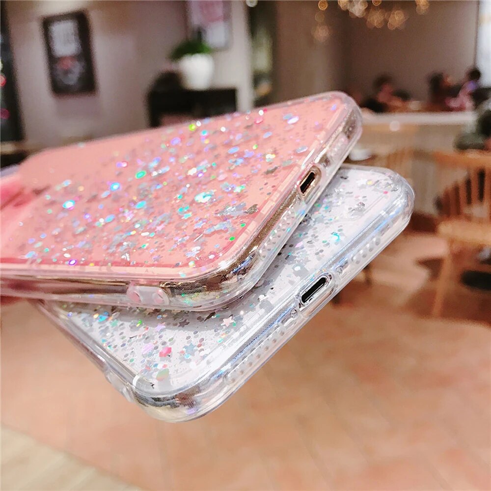 Glitter Bling Sequins Case For iPhone 8 7 Plus 6 6S Cases Shine Star Transparent Case For iphone X XR XS MAX 10 Soft TPU Cover. 