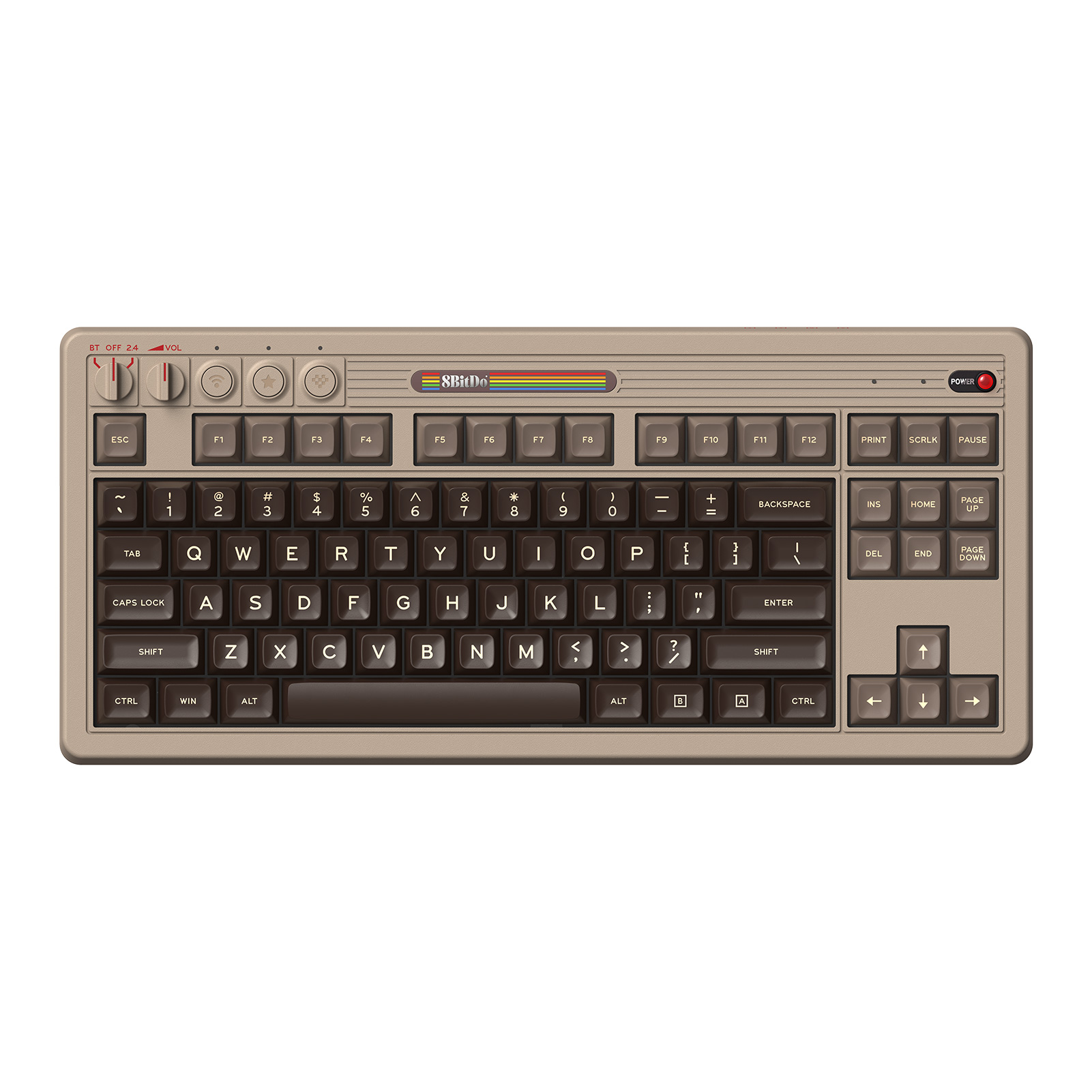 8BitDo Retro Mechanical Keyboard, BT/2.4G/USB-C Hot Swappable Gaming Keyboard with 87 Keys, Dual Super Programmable Buttons. 