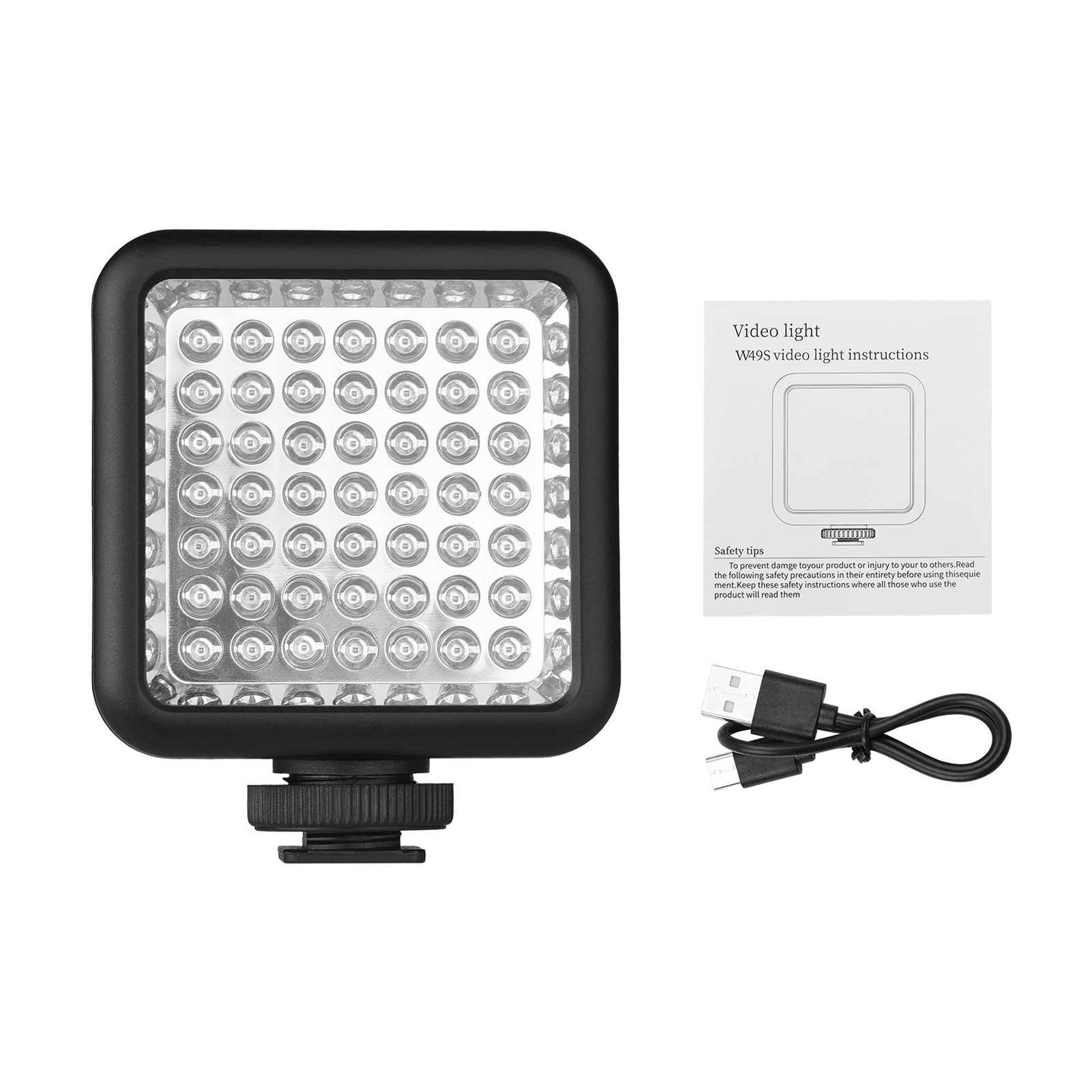 IR49S Mini IR Night Vision Light Infrared Photography Light for Video Camera Camcorder Built-in Recharge-able Ba-tte-ry with 3 Cold Shoe Mount for Vlog Video Recording. 