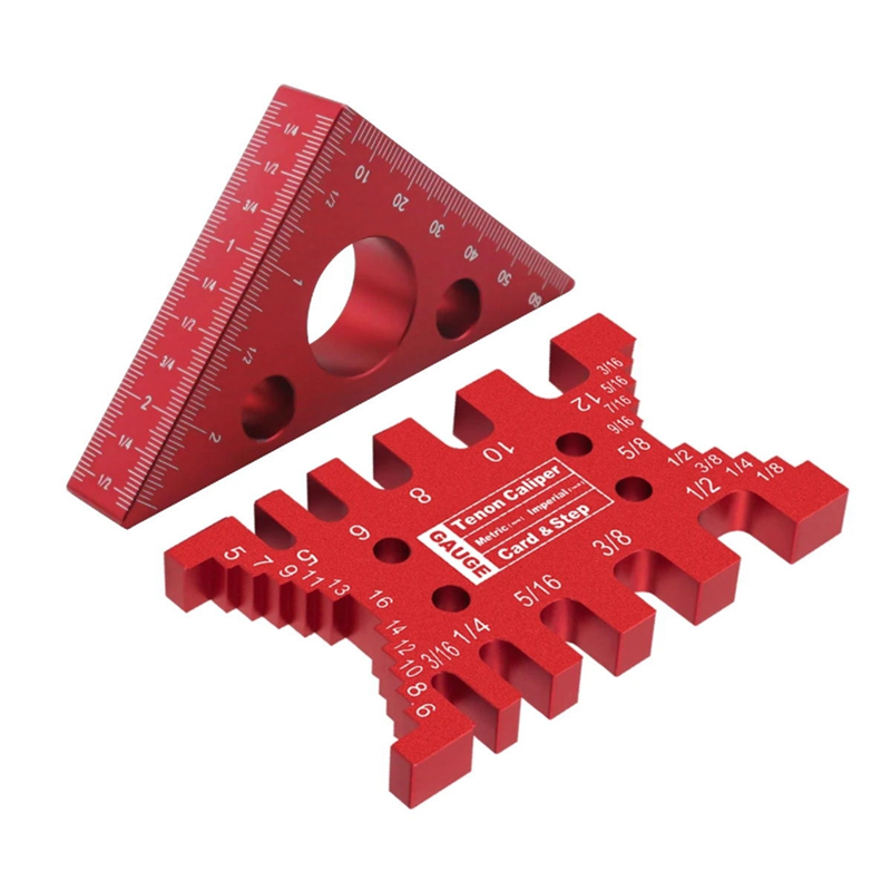 2Pc Dovetail Jig and Triangle Ruler Kit - Router/Saw Table Precision Depth Gauge and Tenon Space Gauge for Woodworking Durable Easy to Use