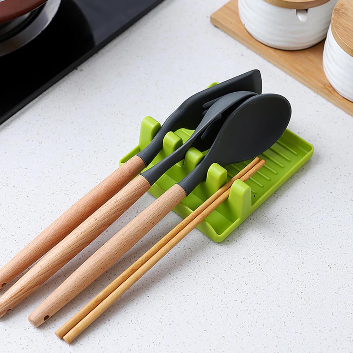 Kitchen Spoon Holders Fork Spatula Rack Shelf Organizer Plastic Rest Chopsticks Holder Nonslip