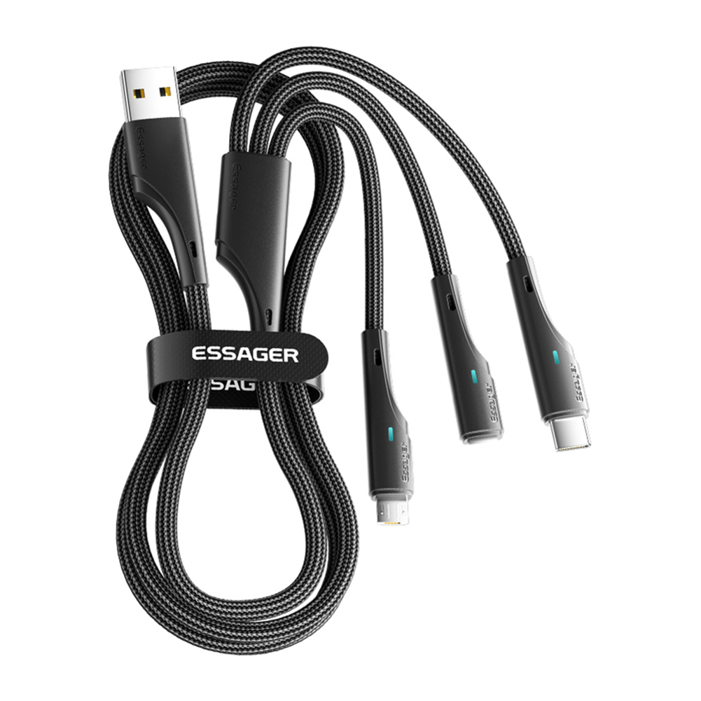 Mobile Phone Data Cord Portable Data Cable Charger Cord 3 in 1 Indicator Lamp Stable Transmission for Apple Huawei Mobile Phones