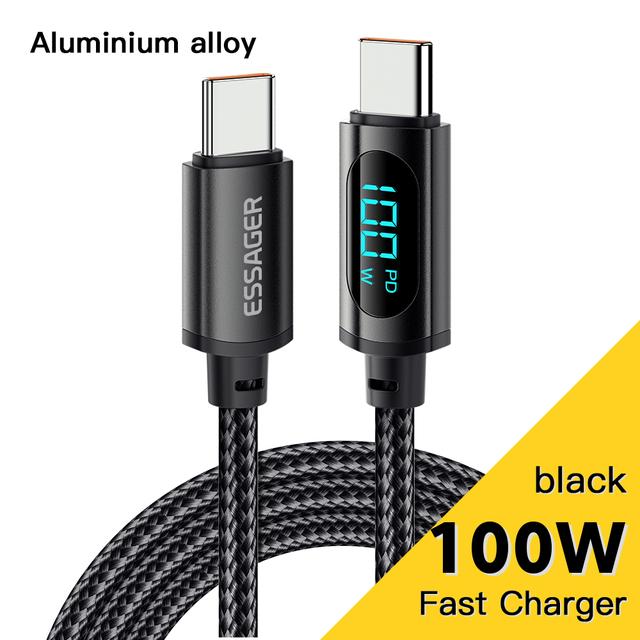 Essager Flagship Store Sent From A Chinese Factory, 100% Brand New 7A PD 100W USB Type C Data Cable To USB C 7A Fast Charging Charger Wire Cord for Xiaomi OPPO Huawei Poco Samsung Display Cord Cable