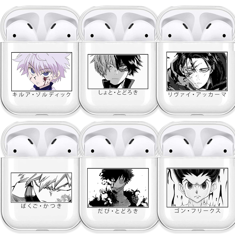 Anime Figures Soft Tpu Silicone Case For 2 1 Levi Killua Gon Bakugou Transparent Wireless Bluetooth Earphone Box Cover