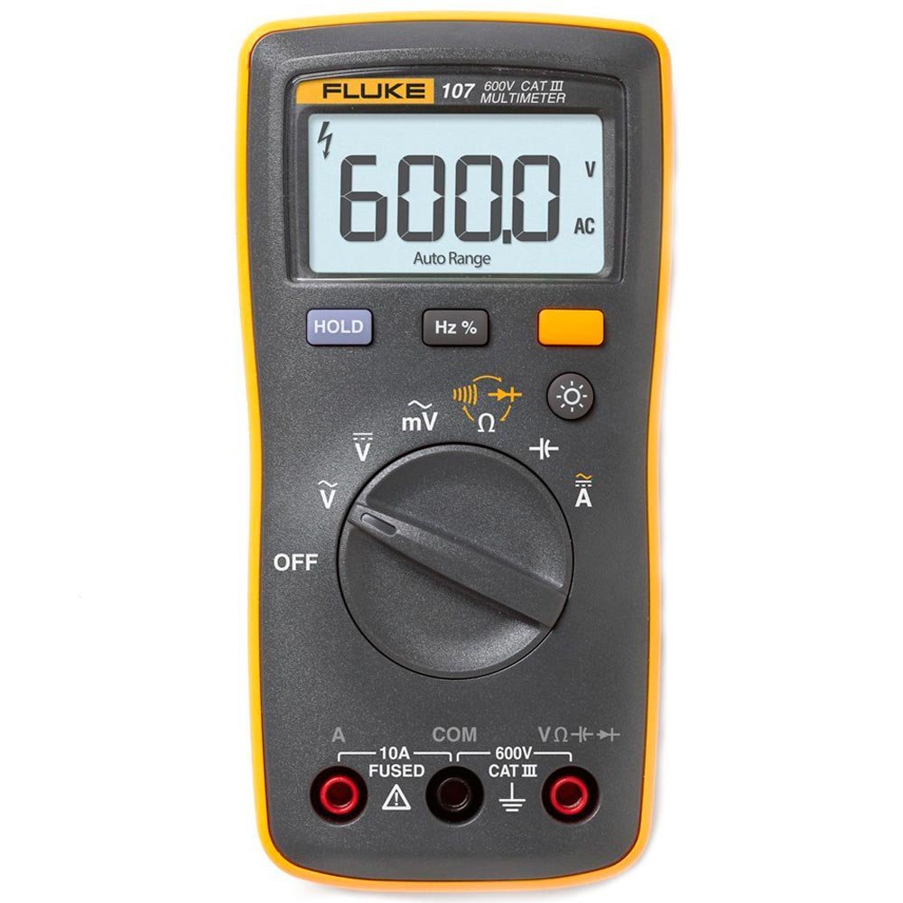 FLUKE 107 Multimeter AC/DC Current Handheld Palm-sized Pocket Multimeter, CAT III Digital Model: 107 - Kings Trading. 