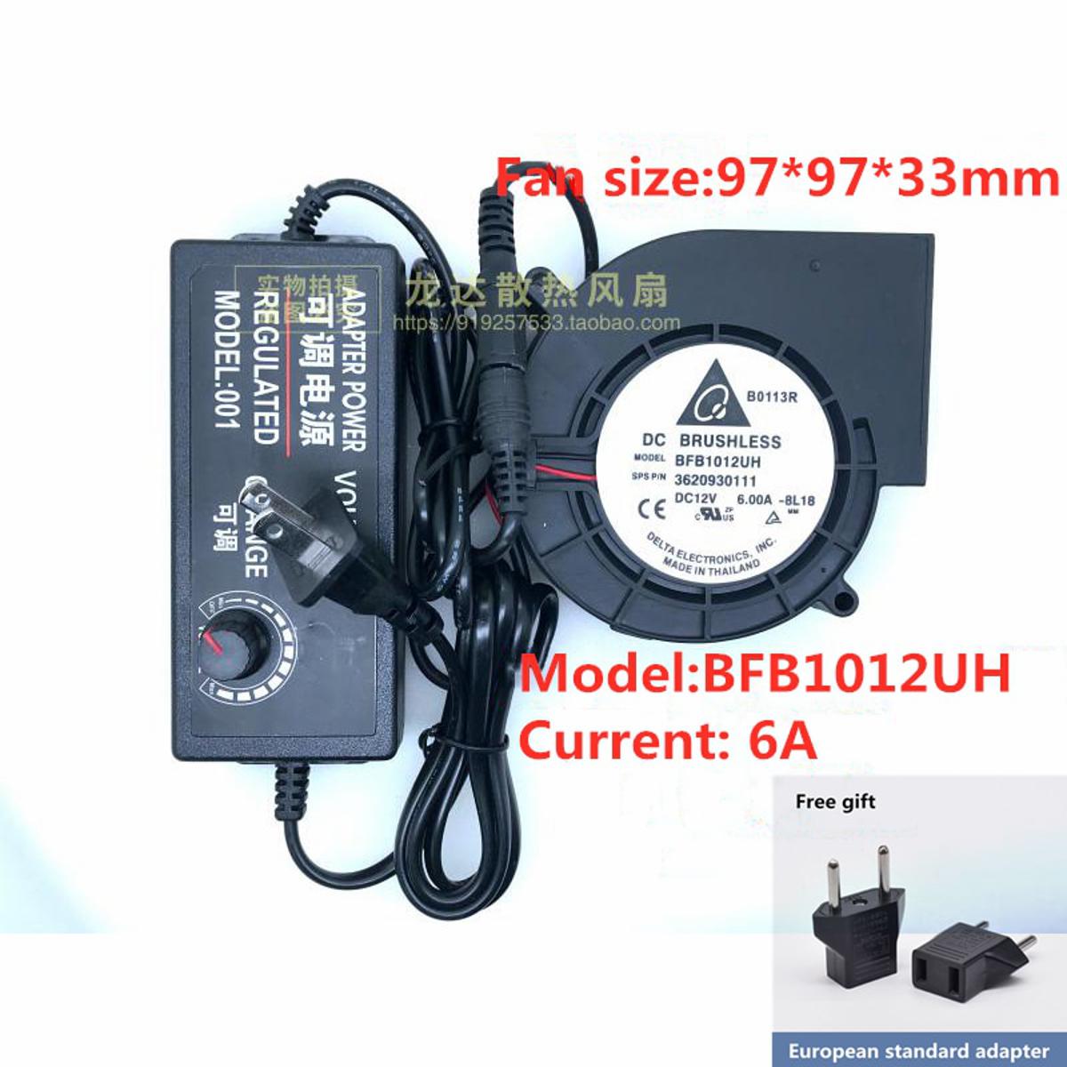 BFB1012H Centrifugal Turbine 12V Blower 9733 97x94x33mm Fan becue Heating Stove 220V to 12V with Speed Control -6A