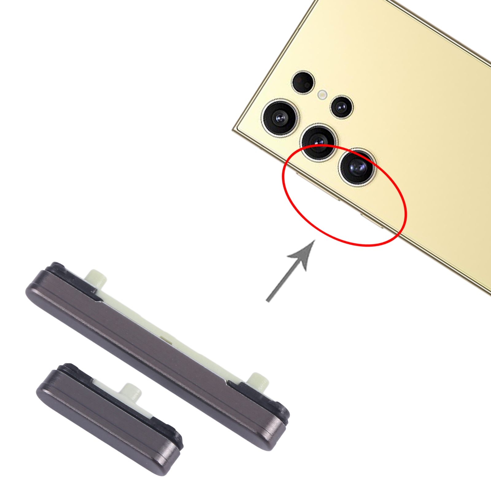 For Samsung Galaxy S24 Ultra SM-S928B 10pcs Power Button and Volume Control Button (Black). 