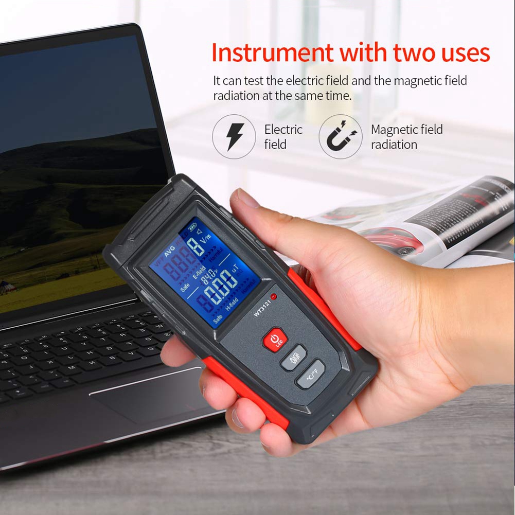 EMF Meter USB Rechargeable, Radiation Detector for Electromagnetic Field and Temperature Precise for. 