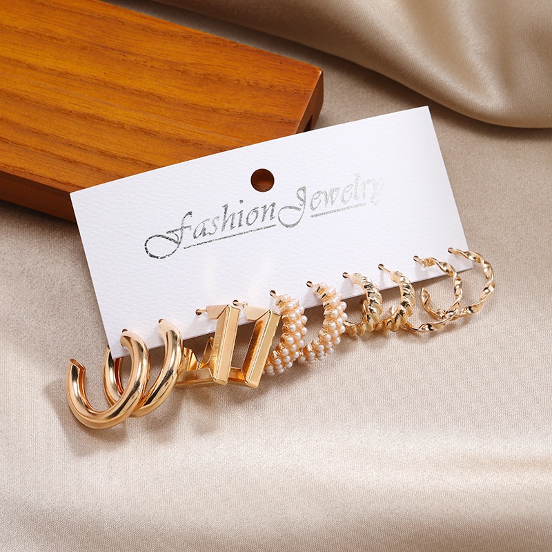 Simple Metal Ring 5 Pairs Earrings New Female Earings Women