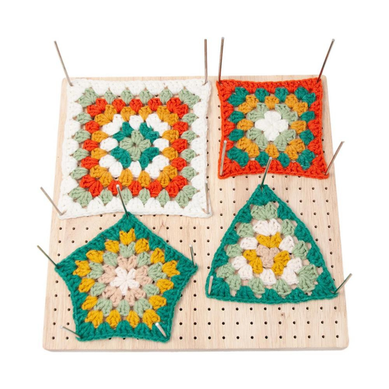 Wooden Blocking Board Square Crochet Board Crafting Part with Small Holes Blocking Mat Blocking Board for Knitting Crochet. 