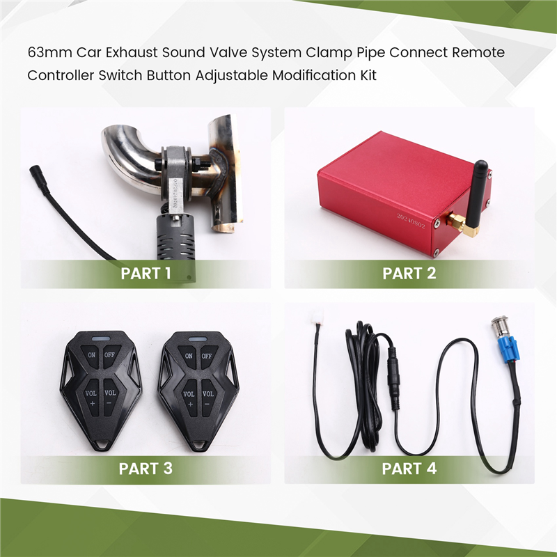63mm Car Exhaust Sound Valve System Clamp Pipe Connect Remote Controller Switch Button Adjustable Modification Kit. 
