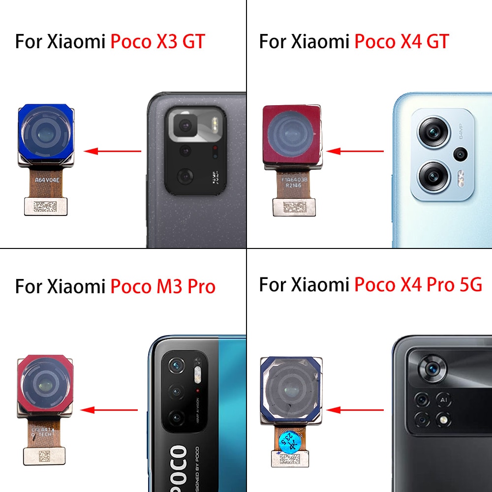 Original For Xiaomi Poco F3 F4 X3 X4 GT M3 X4 Pro Front Camera Flex With Back Rear Camera Module Flex Cable. 
