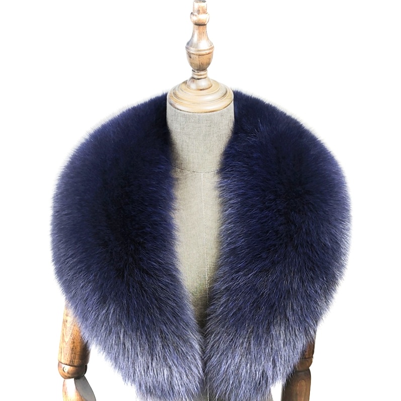 Super Large Fox Fur Collar For Women Men Black Natural Fur Scarf Ladies Winter Neck Warm Warps Furry Scarves for Coat 80-120cm House Foocus. 