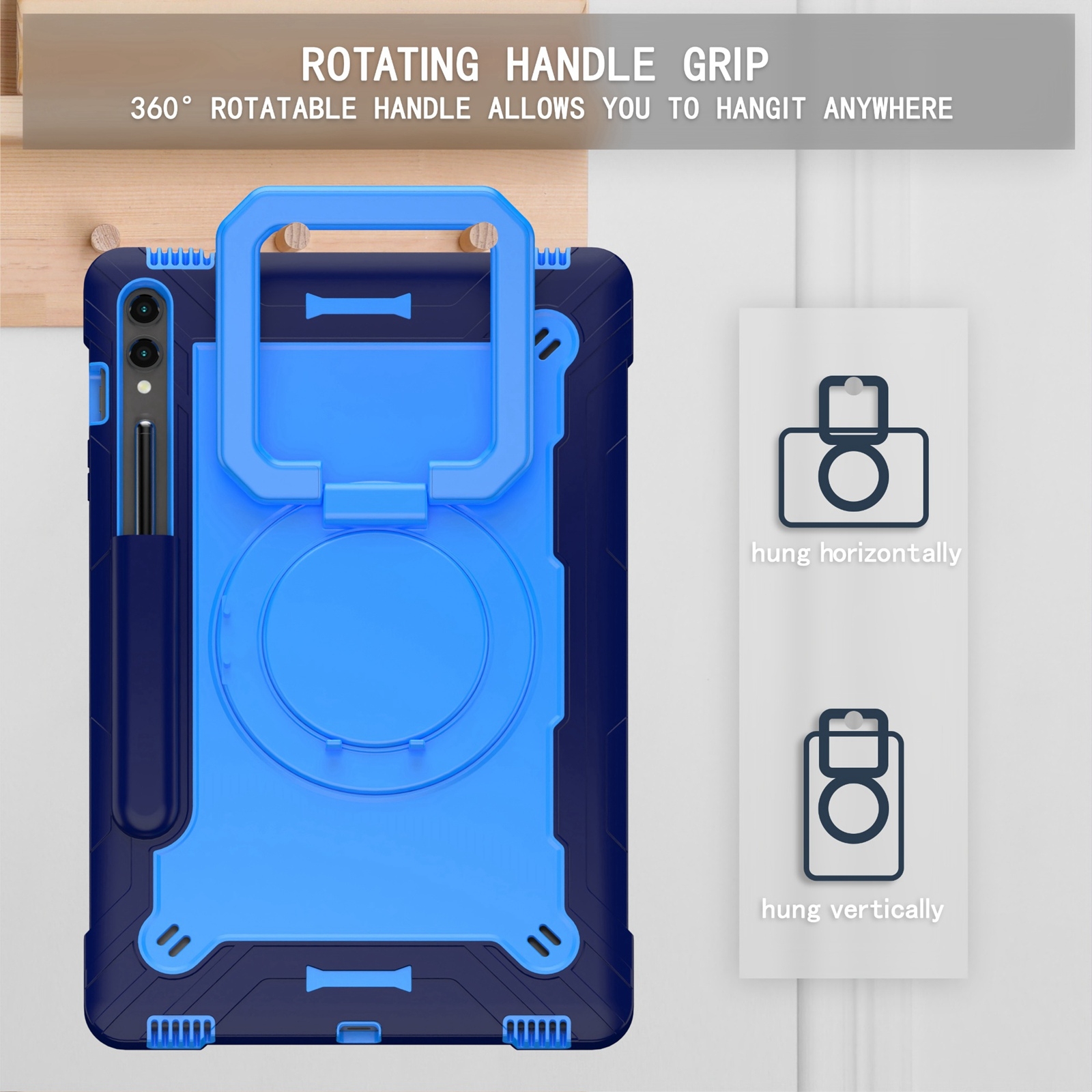 Handle Robot Silicone Hybrid PC Tablet Case For Samsung Galaxy Tab S9 FE+ / S9+. 