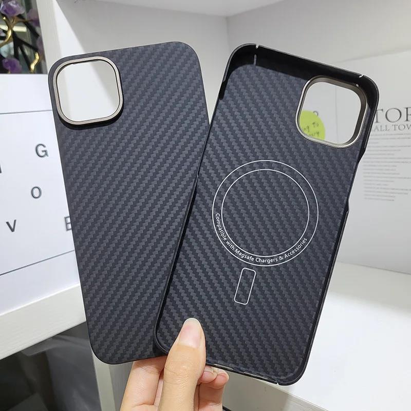 Dropshipping Real Aramid Fiber Carbon Magnetic For iPhone 15 Pro Max iPhone15/15Pro Plus Ultra-Thin Drop-Resistant CASE Cover. 