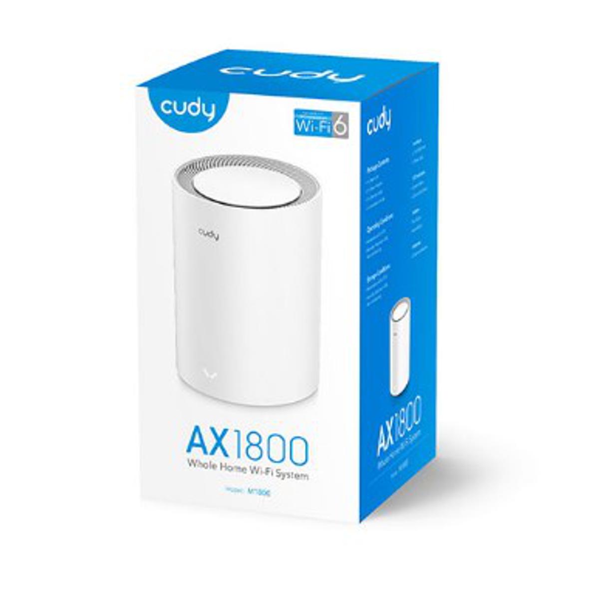 Cudy M1800 (Single pack) AX1800 Wi-Fi 6 Whole Home Mesh WiFi System - 1201Mbps on 5GHz and 574Mbps on 2.4GHz - MU-MIMO, Beamforming, WPA3 - Whole Home Coverage - White