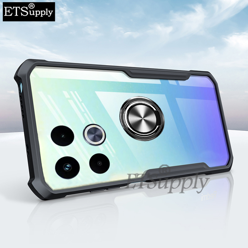 Phone case itel RS4 Hard Clear Transparent Shockproof Armor Car Adsorb Holder Ring Back cover itel RS4 case
