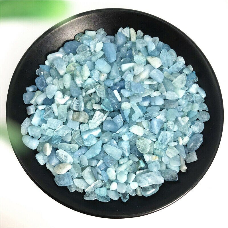 【happy one】Drop Shipping 50g 5-8mm Natural Tumbled Crystal Aquamarine Stone Gemstone Reiki Decor Natural Stones and Crystals. 