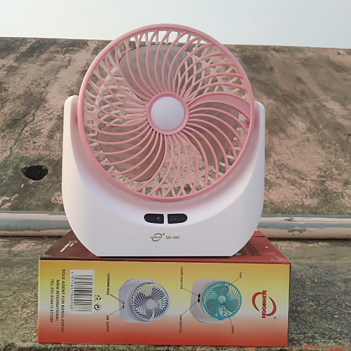Portable & Rechargeable Mini Fan With Light - (Multycolour) Assorted. 