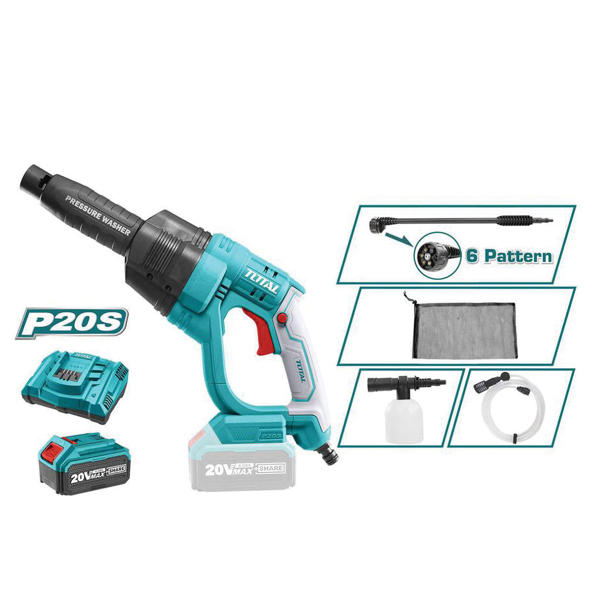 TOTAL 20V Cordless High Pressure Washer TPWLI20084. 