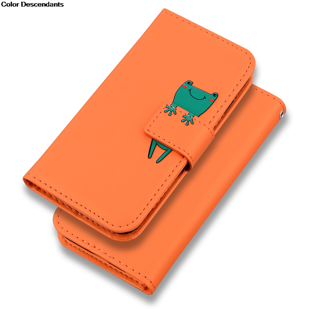 Cute Frog Wallet Flip Phone Case For Huawei Mate 20 Lite P9 Lite P10 P20 P30 P40 Pro Honor 8X 8A 7S Y5P Y6P Y7P Y8P Cover Coque. 