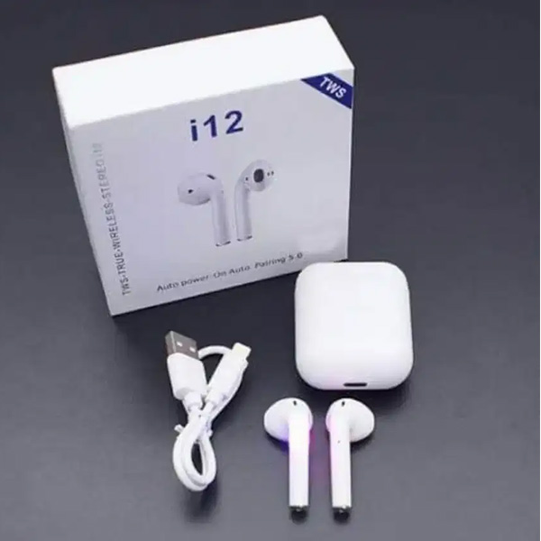 i7s Dual Mini Wireless Bluetooth 4.1 Earphones with Power Case, White, Sports Touch Control, Mic, 4-Hour Music Time. 