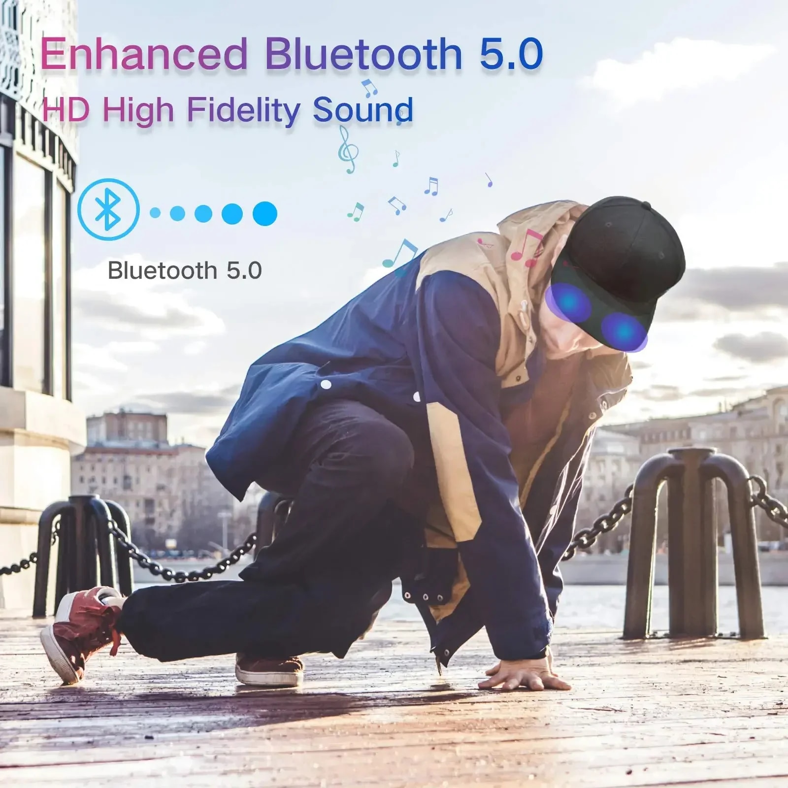 Wireless Bluetooth 5.0 Speaker Hat/Cap with (Inbuilt Microphone) Wireless Smart Speaker Hat/Cap for Outdoor/Indoor Sports. 
