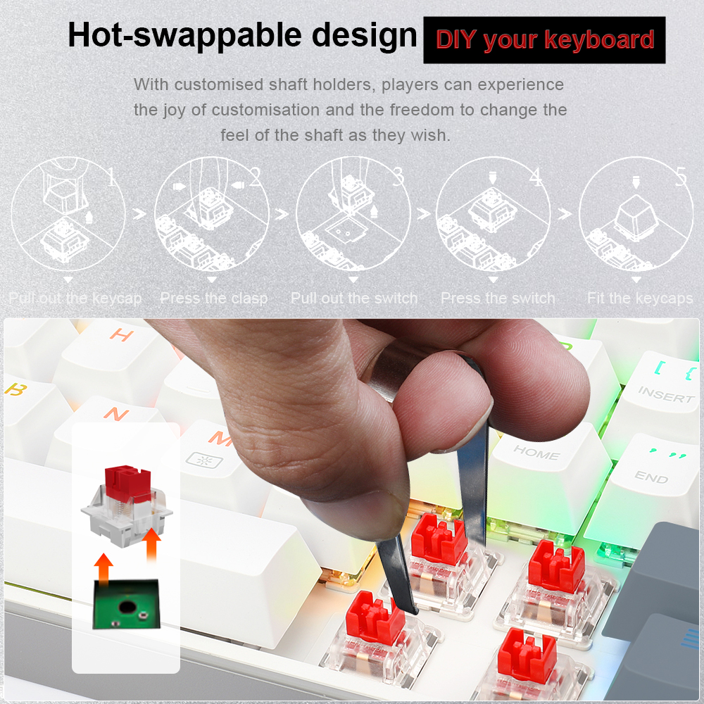 E-YOOSO Z686 RGB USB 60% Mini slim Mechanical Gaming Wired Keyboard Red Switch 68 Keys Gamer for Compute PC Laptop. 