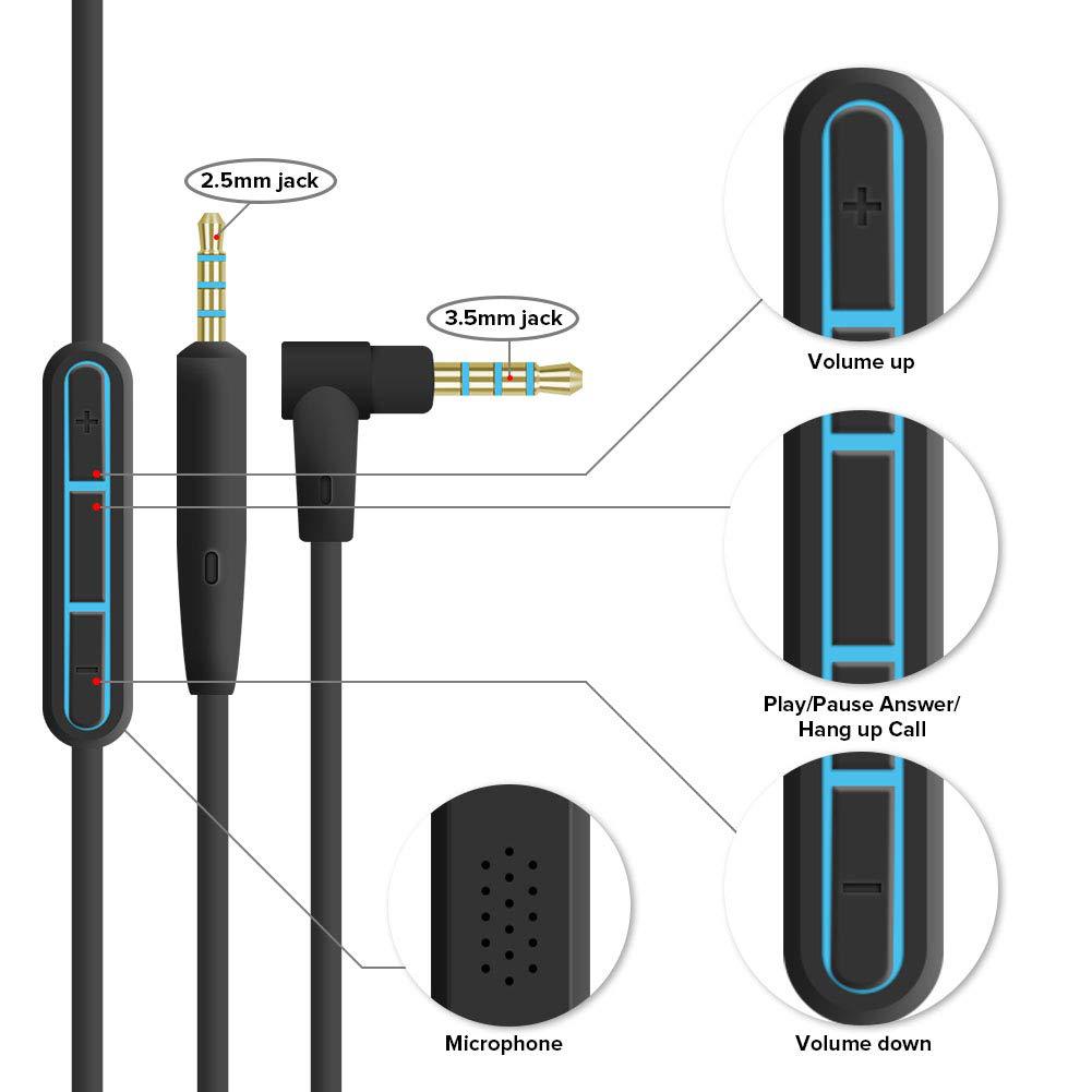 Factory direct sales suitable for bose headset QC25 wire control headphone cable QC15QC3AE2 dry-drying Bluetooth audio cable. 