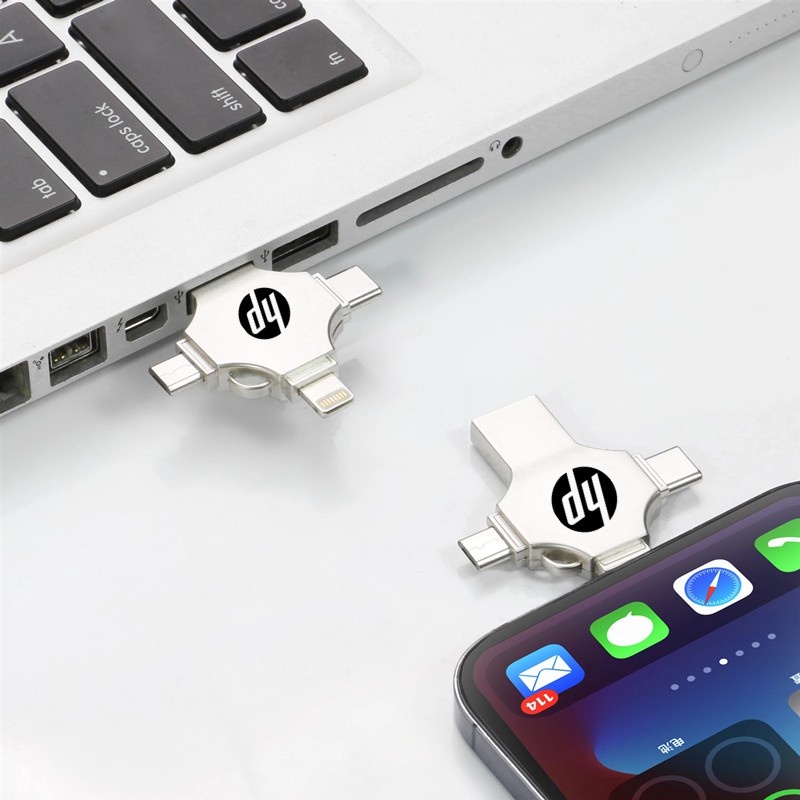 【100%Original+FREE Shipping+Ready Stock+COD】HP 2TB 4-in-1 flash drive USB 3.0 Memory Stick OTG Pendrive Fast Speed Type-C For i/O/S/Tablet/Android/Smartphone/PC. 