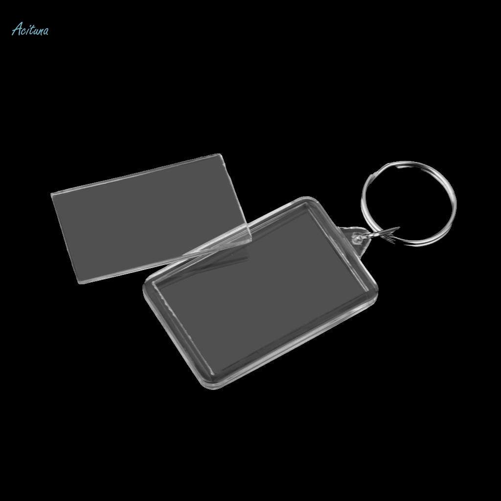 100Pcs Acrylic Rectangle Clear Key Keychain Blank Insert Photo Picture Frame. 