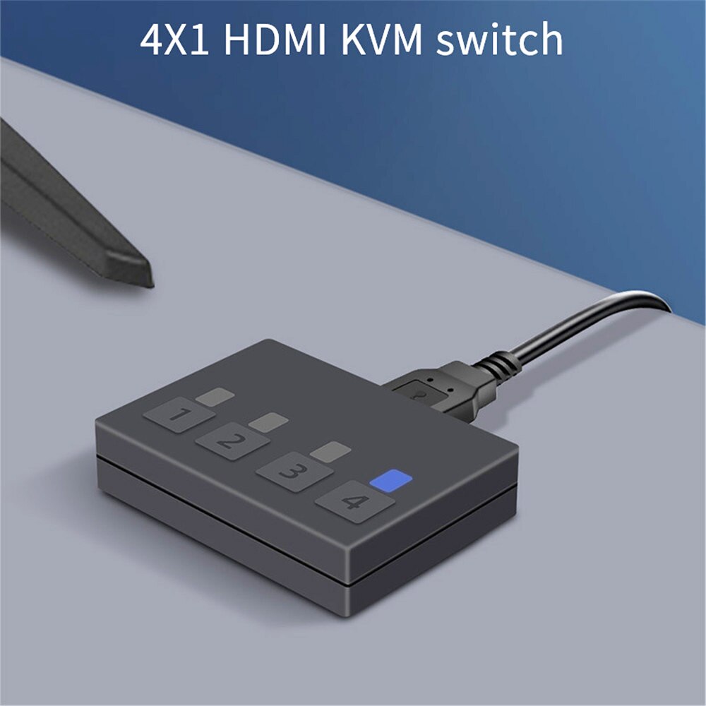 4 Port KVM Switcher Pc monitor 4K Connector HDMI-compatible usb splitter tv box displayport hub Mouse Keyboard-4 Port KVM Switch. 