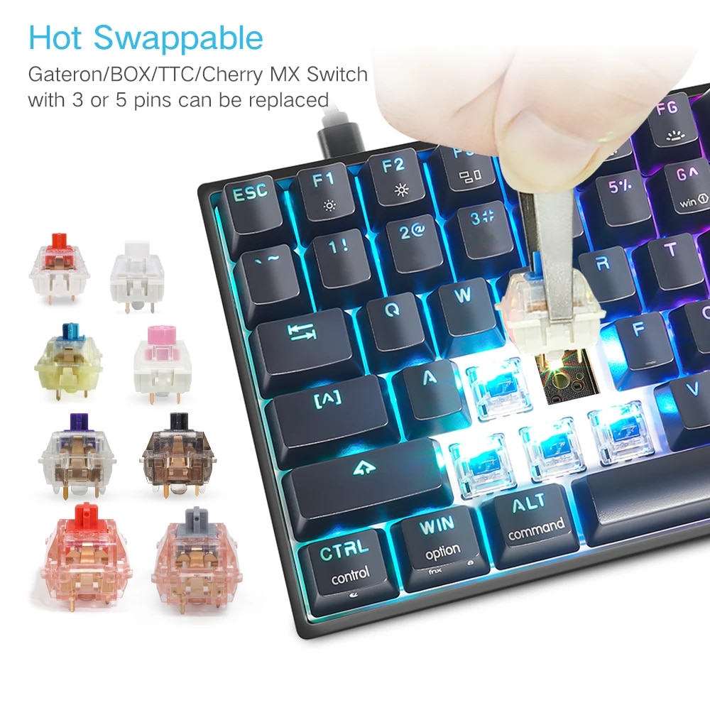 SKYLOONG Mechanical Keyboard GK96 96 Keys RGB Hot Swappable Glacier Mechanical Switchs Wired Gaming Keyboards for Tablet Desktop. 