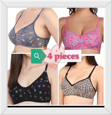 4 Pieces - Stylish design Stretchable Comfortable Bra for women and bra for  girl