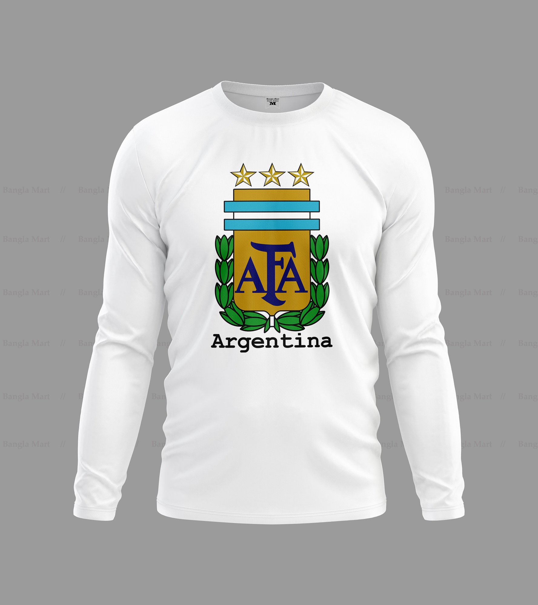 Argentina Football New Three Star Logo Full Hata Tshirt - T Shirt - T Shirt. 