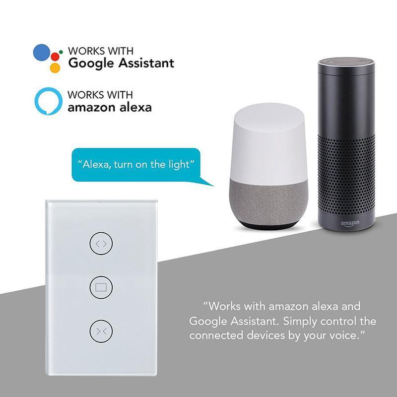 WiFi Curtain Switch EU Glass Panel Wireless touch switch, voice control by Alexa & Google For Smart Home Electric curtain Motor. 