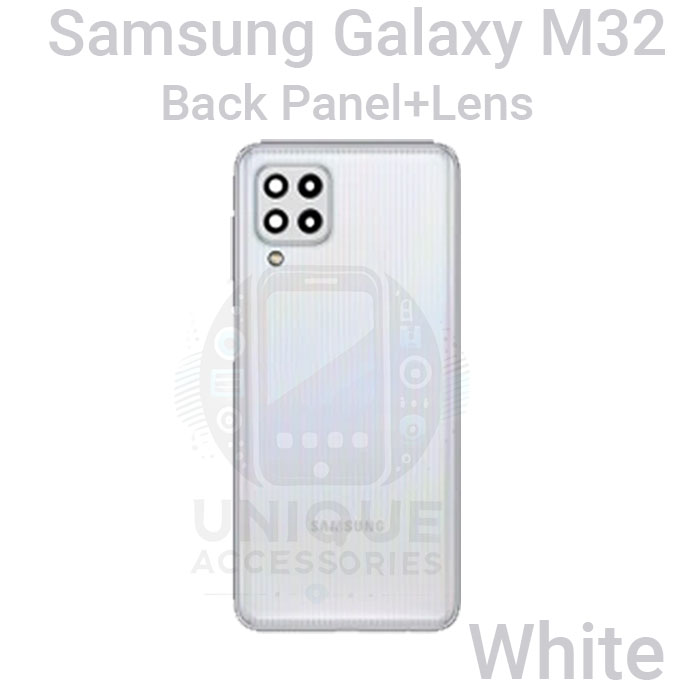 For Samsung Galaxy M32 Side Frame + Back Panel Housing + Camera Glass Back shell Replacement Spare Parts. 